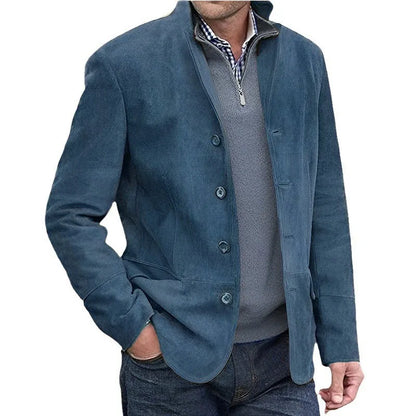 Fall Winter Men's Casual Lapel Coat Vintage Style Cross-Border Fashion Outerwear Straight Hemline Long Sleeve Adult Winter Coat