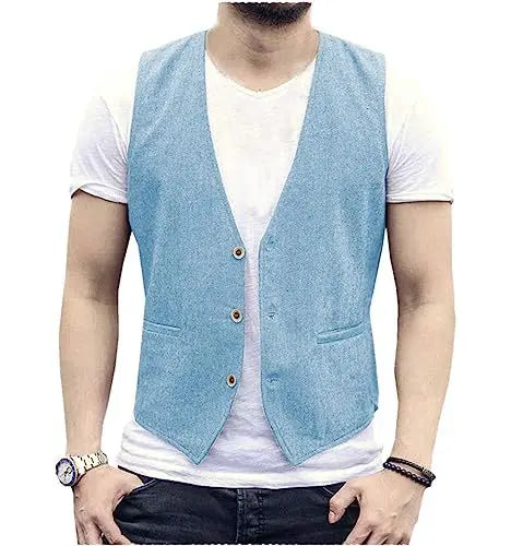 Men's Linen Vest – Slim Fit Smart Casual Waistcoat for All Seasons