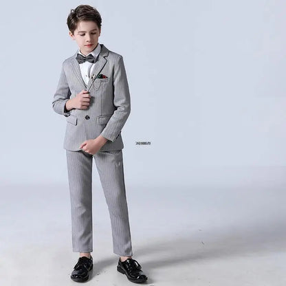 Big Teenager Tuxedo Dress Children Dance Costume Flower Boy Wedding Suit Kids Formal Jacket Vest Pants 3PCS Party Photograph Set