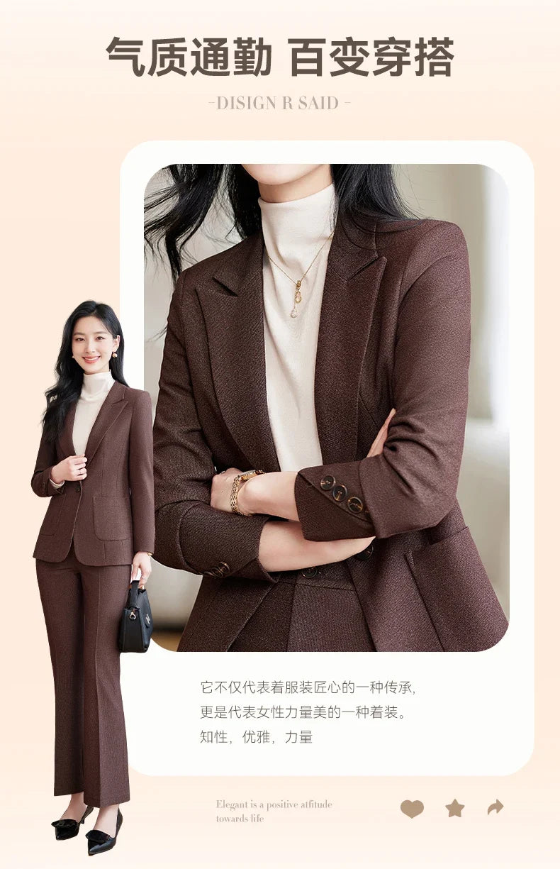 Fashionable professional women's high-quality two-piece trousers + blazer set. 2025 autumn and winter new styles