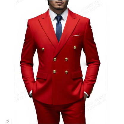 Costume 2 pièces ajusté pour homme, veste de costume et pantalon assorti, pour tenue de cérémonie, d'affaires ou de mariage