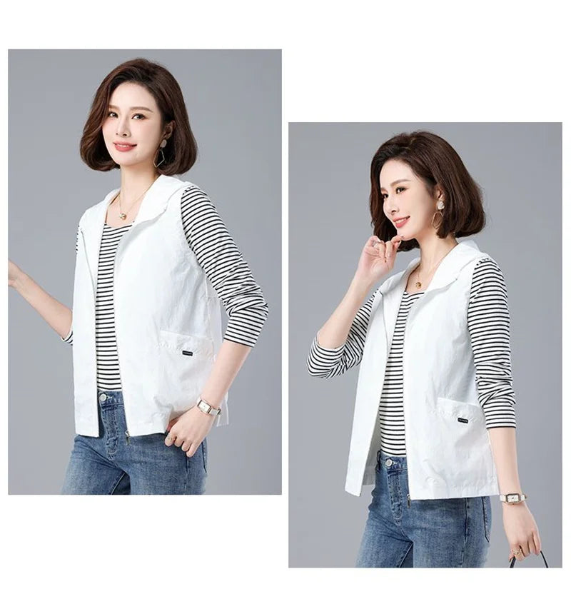 Spring Summer Woman Waistcoat New Casual Liner Sleeveless Jacket Women Zipper Hooded Thin Vest Female Outerwear Chaleco Mujer