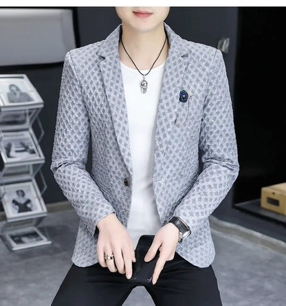 Blazer Men's Fashion Outdoor Travel Gentleman Wedding Slimming Business Versatile Trendy Casual Korean-style Formal Wear Blazer