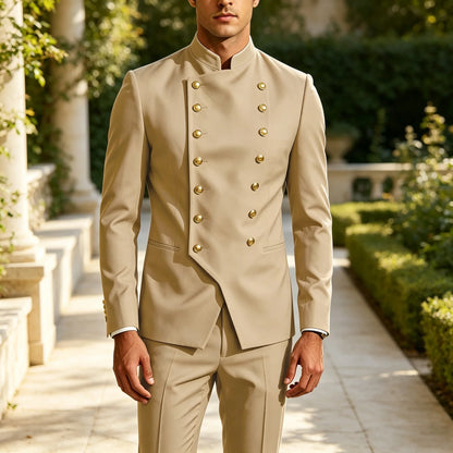 Men's Suit 2-Piece Double Breasted Slim Fit Blazer Pants Set for Wedding