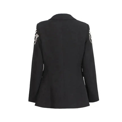 Autumn New Women Stylish Blazer Heavy Craft Beaded Studded Diamonds Single Breasted Elegant Temperament Fashion Coat HK9958