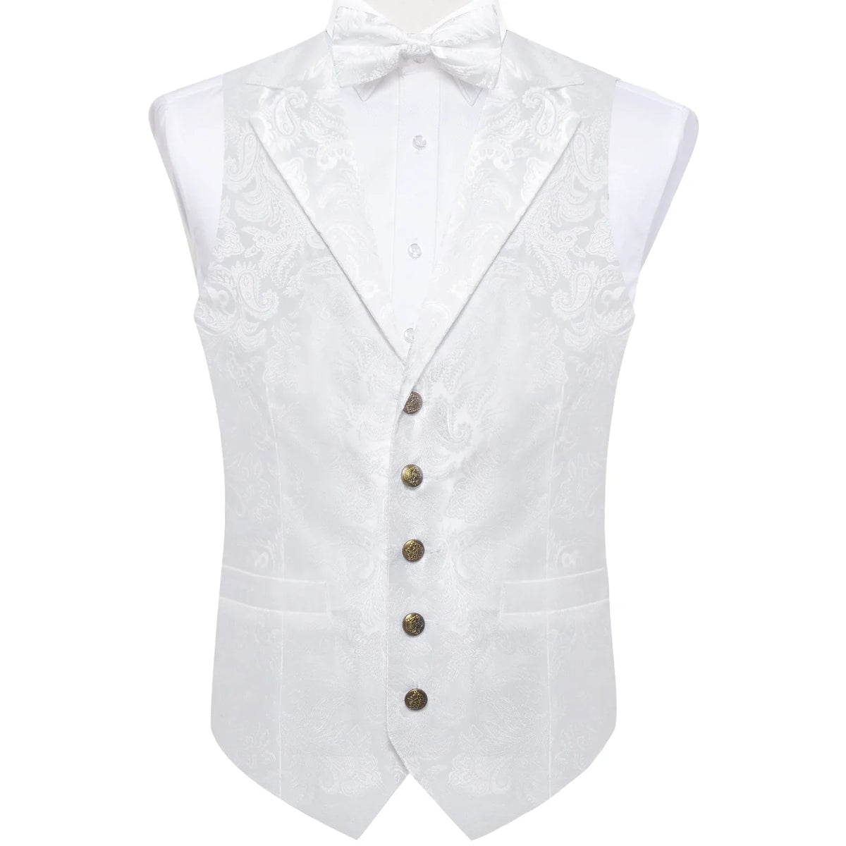 Men's Paisley Suit Vest Set with Tie, Pocket Square & Cufflinks for Wedding & Formal Events