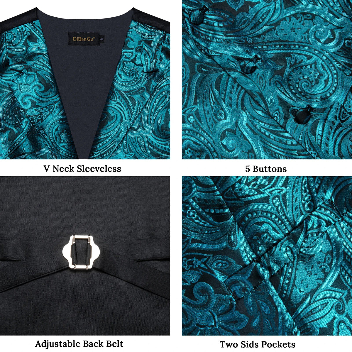 Men's Paisley Suit Vest & Tie Set – Formal Waistcoat with Necktie Pocket Square, Perfect for Weddings and Business Events