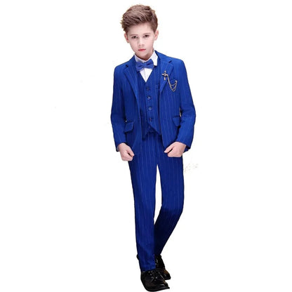 Teenager Kids Tuxedo Costume Children Luxurious Jacket Vest Pants Bowtie 4PCS Photograph Suit Flower Boys Formal Wedding Dress