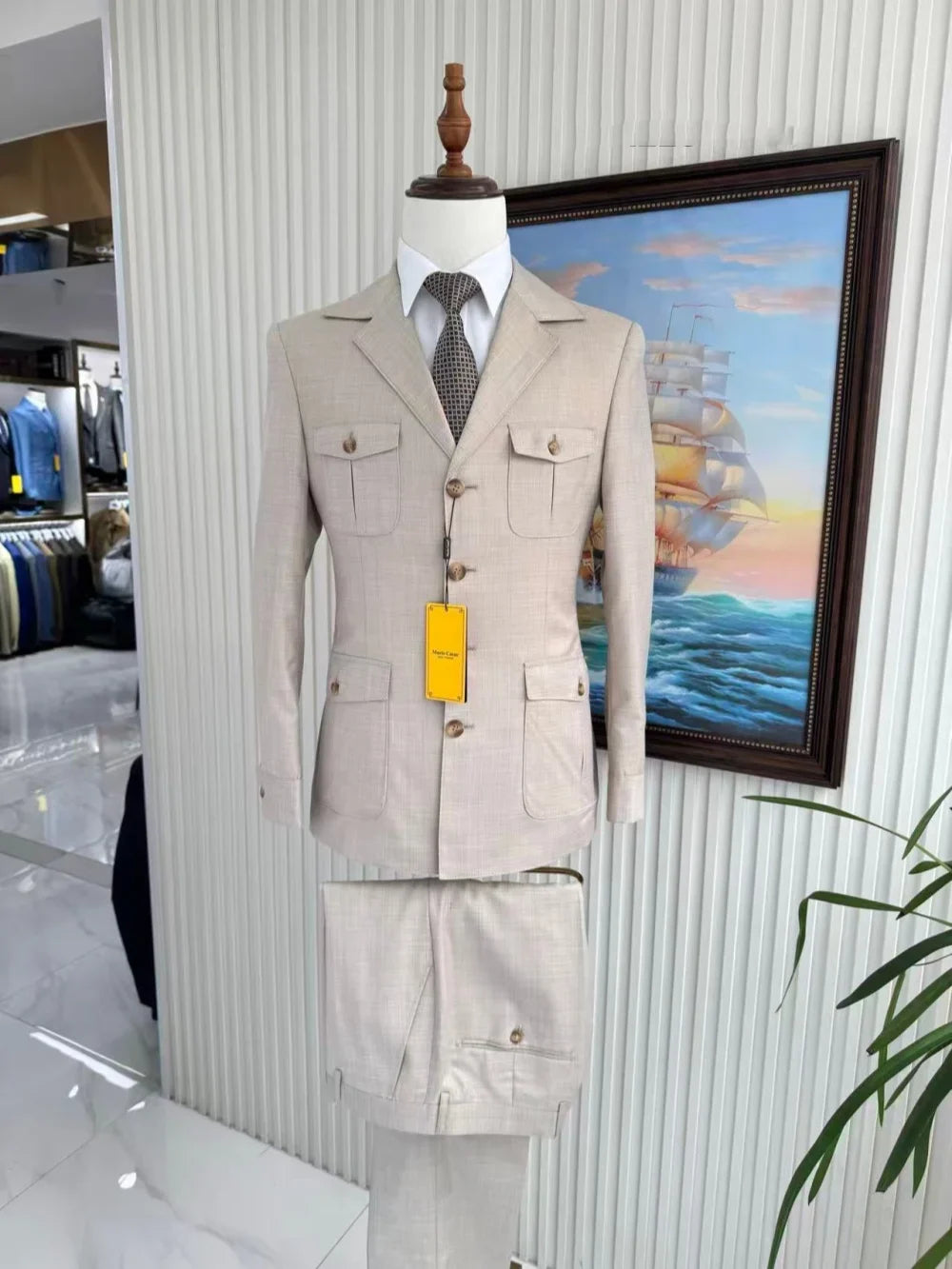 New Men's Formal Business Suit Set 2 Pieces Jacket Pants Notched Lapel Slim Fit Tuxedo For Man Wedding Groom Sets S-3XL
