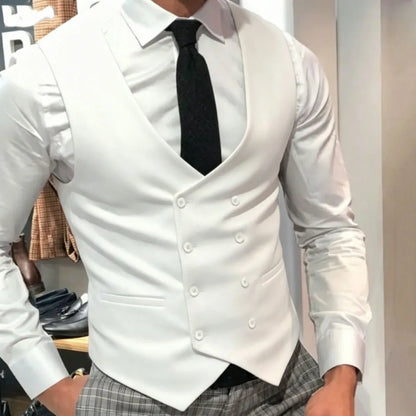 Men's Formal Double-Breasted Vest for Weddings & Daily Wear