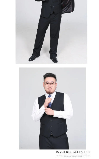 Men's Suit Vest Plus Size Single-Breasted Waistcoat Black Smart Casual Wedding Business