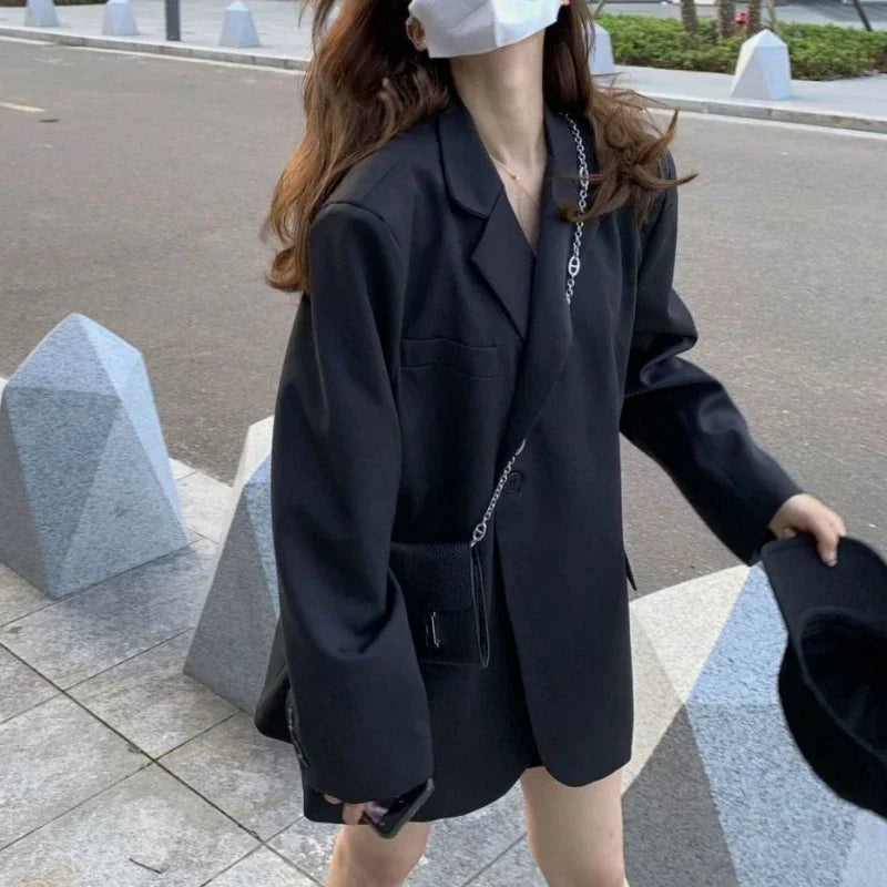 Clothes Coats for Women Black Jacket Blazer Woman Solid Outerwears Loose Korean Style Popular Deals High Quality Fashion 2025