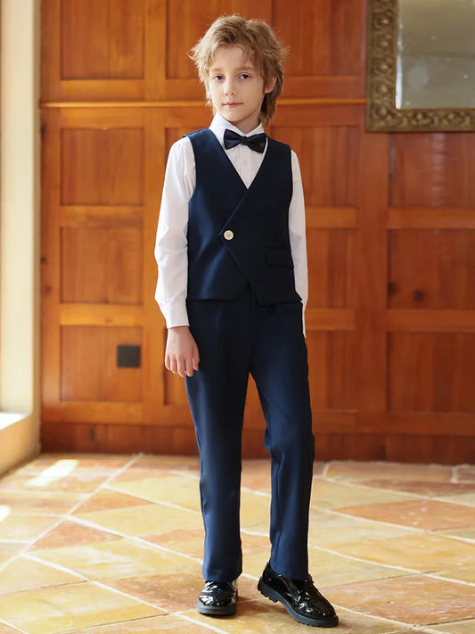 Kids Single-Breasted Vest Suit Pants Boys Waistcoat Formal Dress Wedding Clothes Set Toddler Suits Costume Children Party Outfit