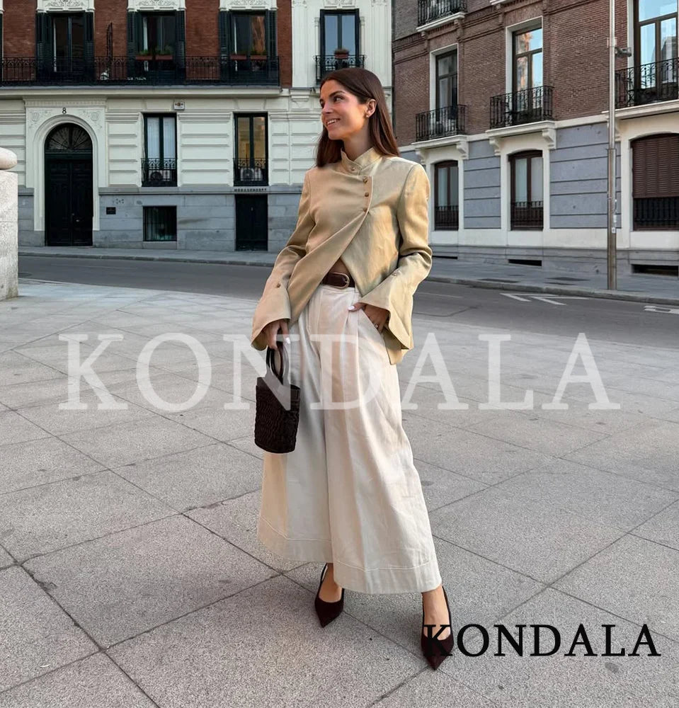 Women Chic Flared Sleeve Blazer Elegant Leisure Turtleneck Blazer 2026 Spring Summer Trendy Ladies High Street Blazer