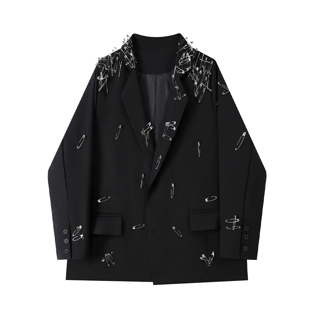 Women Black Gothic Emo Blazer Jacket Vintage Single Breasted Long Sleeve Outerwear Y2k 2000s Chic Fashion Suit Coat Autumn 2025