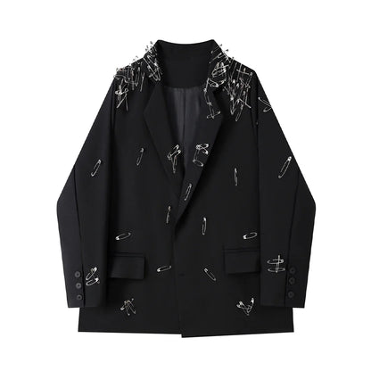 Women Black Gothic Emo Blazer Jacket Vintage Single Breasted Long Sleeve Outerwear Y2k 2000s Chic Fashion Suit Coat Autumn 2025
