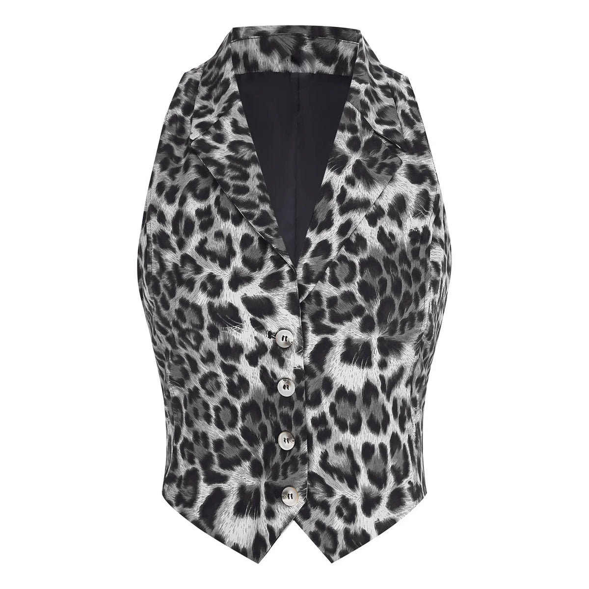 Office Lady Fashion Vest Streetwear Leopard Print Women's Waistcoat Button-down Vests Lapel Tank Top V Neck Vest Workwear Mujer