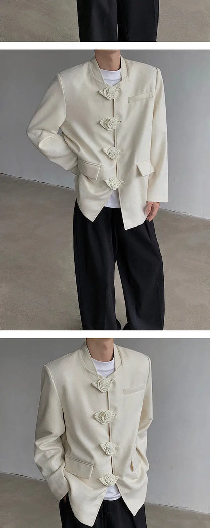 Spring Autumn New Women Blazer Stand Collar Single Breasted Chinese Style High-End Fashion Jacket Temperament Coats HK13461