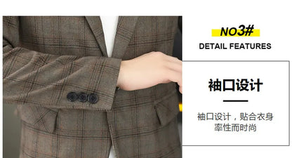 2026 Blazer Outdoor men's checked fashion business trend Wedding Slimming Gentleman Casual Korean travel high formal Wear Blazer