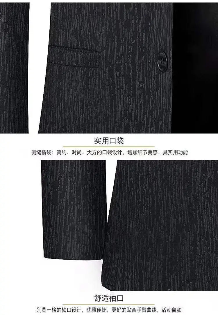 Men's Smart Casual Blazer Single Breasted Spring Autumn Jacket Black Dark Blue