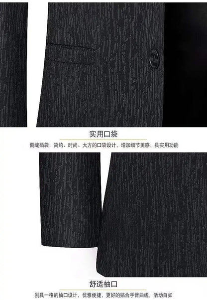 Men's Smart Casual Blazer Single Breasted Spring Autumn Jacket Black Dark Blue