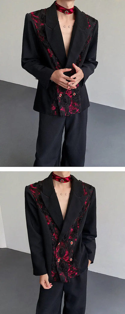 Personalized Three-dimensional Patchwork Design Luxury Blazer Coat Men 2025 New Elegant Temperament Trendy Clothes JY2391