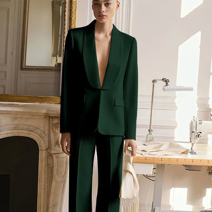 Wedding Guest Suits for Women Elegant Bride Mother Groom Blazer Set Shawl Lapel 2Pieces(Jacket+Pants) Hidden Button Custom