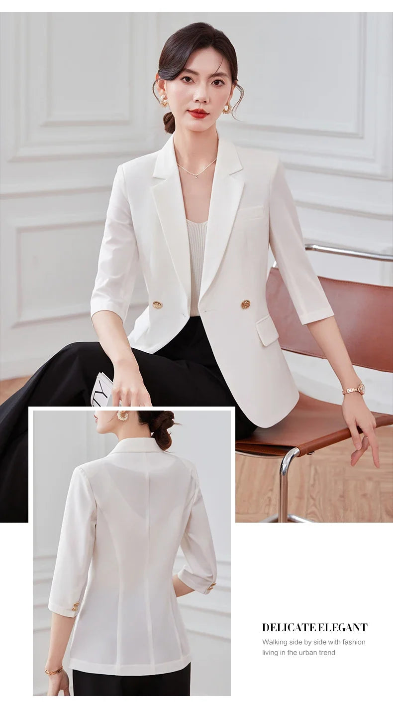 Mid-sleeved fashionable business women's clothing, high-quality two-piece suit jacket + pants, new spring 2026