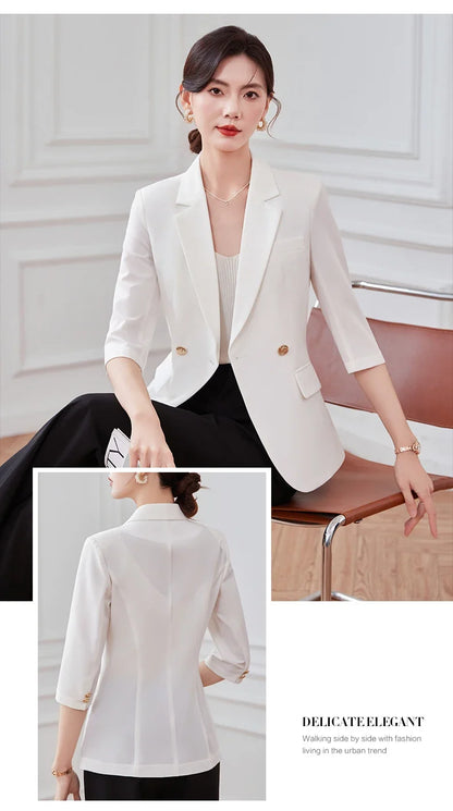 Mid-sleeved fashionable business women's clothing, high-quality two-piece suit jacket + pants, new spring 2026