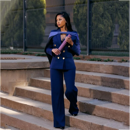 2026 New Women Solid Double Breasted Blazer Pants Two Piece Suit Elegant Office Business Formal Workwear Lady Commuter Outfit