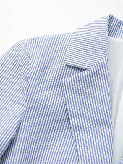 Women's Fashion Striped Blazer Coat with Front Buttons, Long Sleeve, Female Outerwear for Office and Business Wear