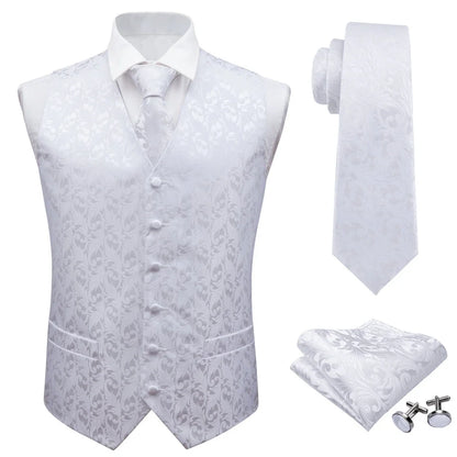 Men's Vest Paisley V-Neck Single Breasted Formal Waistcoat for Wedding Business Party