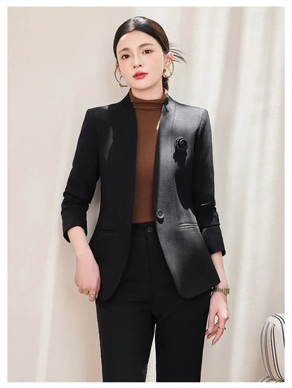Fashionable professional women's two-piece trousers + suit jacket, slim and elegant. 2025 autumn winter new styles