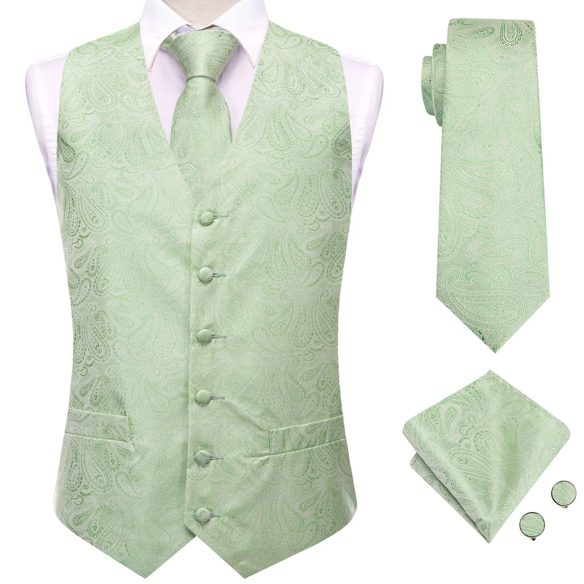 Men's Suit Vest 4-Piece Set – Solid Violet Lilac Woven Waistcoat for Weddings & Business Formal