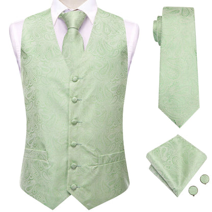 Men's Suit Vest 4-Piece Set – Solid Violet Lilac Woven Waistcoat for Weddings & Business Formal