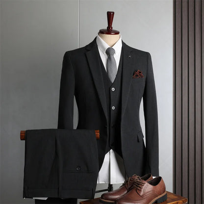 Black Men's 2-piece Suit Four Seasons Casual Business Formal Fashionable Slim Fit Wedding Groomsman Dress Suit Men's Clothing