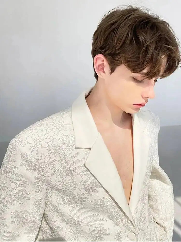 Coat 2026 New Luxury Elegant Blazer Embroidery Pattern Men's Fashion Original High Quality Handsome Casual Clothes JY7564