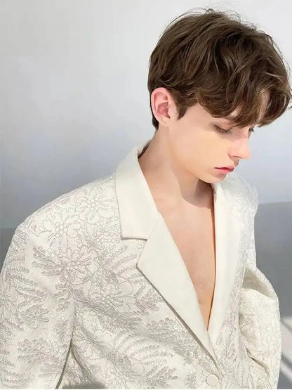 Coat 2026 New Luxury Elegant Blazer Embroidery Pattern Men's Fashion Original High Quality Handsome Casual Clothes JY7564