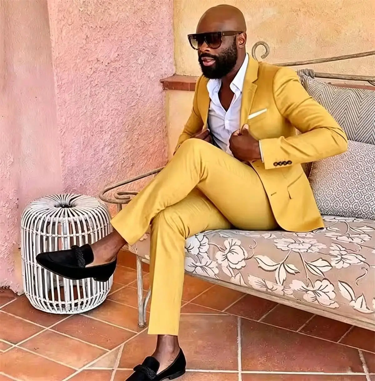 Summer Men's Linen Blend Suit 2 Pieces Slim Fit Casual Lightweight Jacket Pant Set for Party Business Wedding Prom Daily Wear