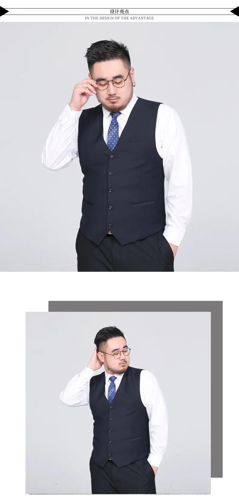 Men's Suit Vest Plus Size Single-Breasted Waistcoat Black Smart Casual Wedding Business