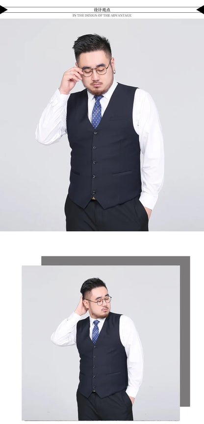 Men's Suit Vest Plus Size Single-Breasted Waistcoat Black Smart Casual Wedding Business