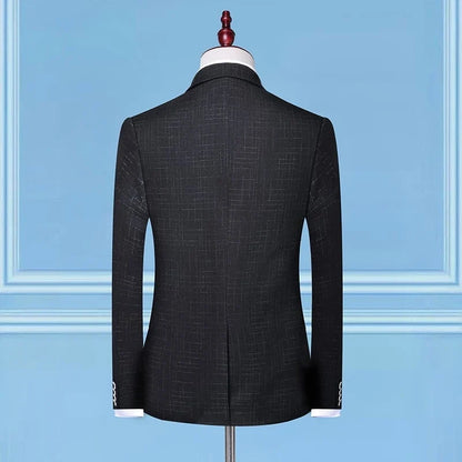 British Style 3-Piece Suit Set - High-Quality Men's Fashion Wedding Banquet European American Look with Jacket Vest Trousers