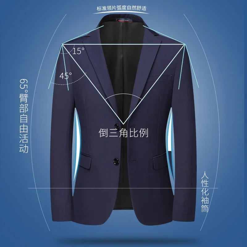 Blazer Fashionable Business Outdoor Gentleman, Trendy Solid Color Men, Formal Casual and Slimming Wedding Host Gentleman Blazer