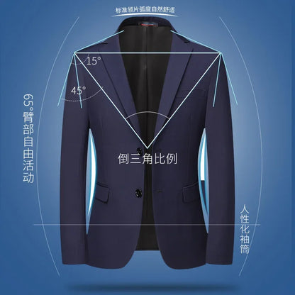 Blazer Fashionable Business Outdoor Gentleman, Trendy Solid Color Men, Formal Casual and Slimming Wedding Host Gentleman Blazer