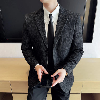 New Fashion Meteor Striped Suit Jacket High Quality Men's Slim Fit Business Formal Social Prom Party Casual Tuxedos 5XL-M
