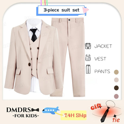 Boys Suit Set 4-Piece Formal Tuxedo for Kids Wedding Pageant Party Ages 3–14