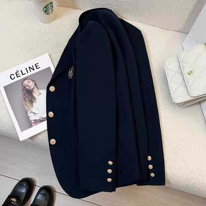 Olive Green Design Sensation College Style Women's Suit Jacket Korean Style Elegant Top Spring New Fashion Casual Nylon