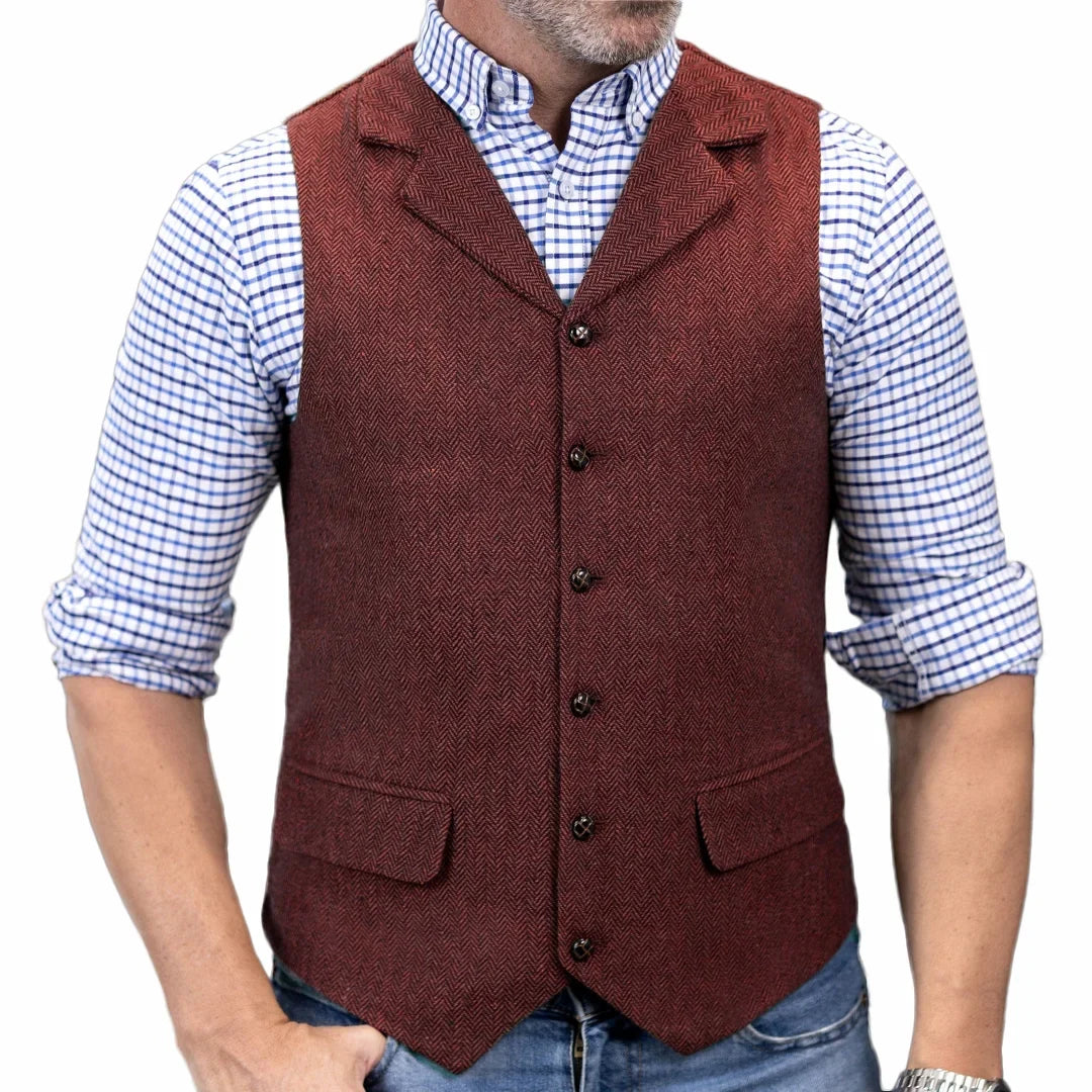 Men's Formal Vest | Single Breasted Lapel Waistcoat for Weddings & Business