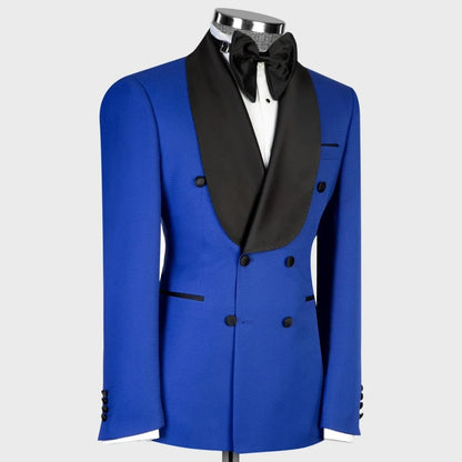 Men Suit Yellow 2 Pieces Double Button With Black Lapel For Wedding Birthday Banquet Party Business Work Office Jacket Pants