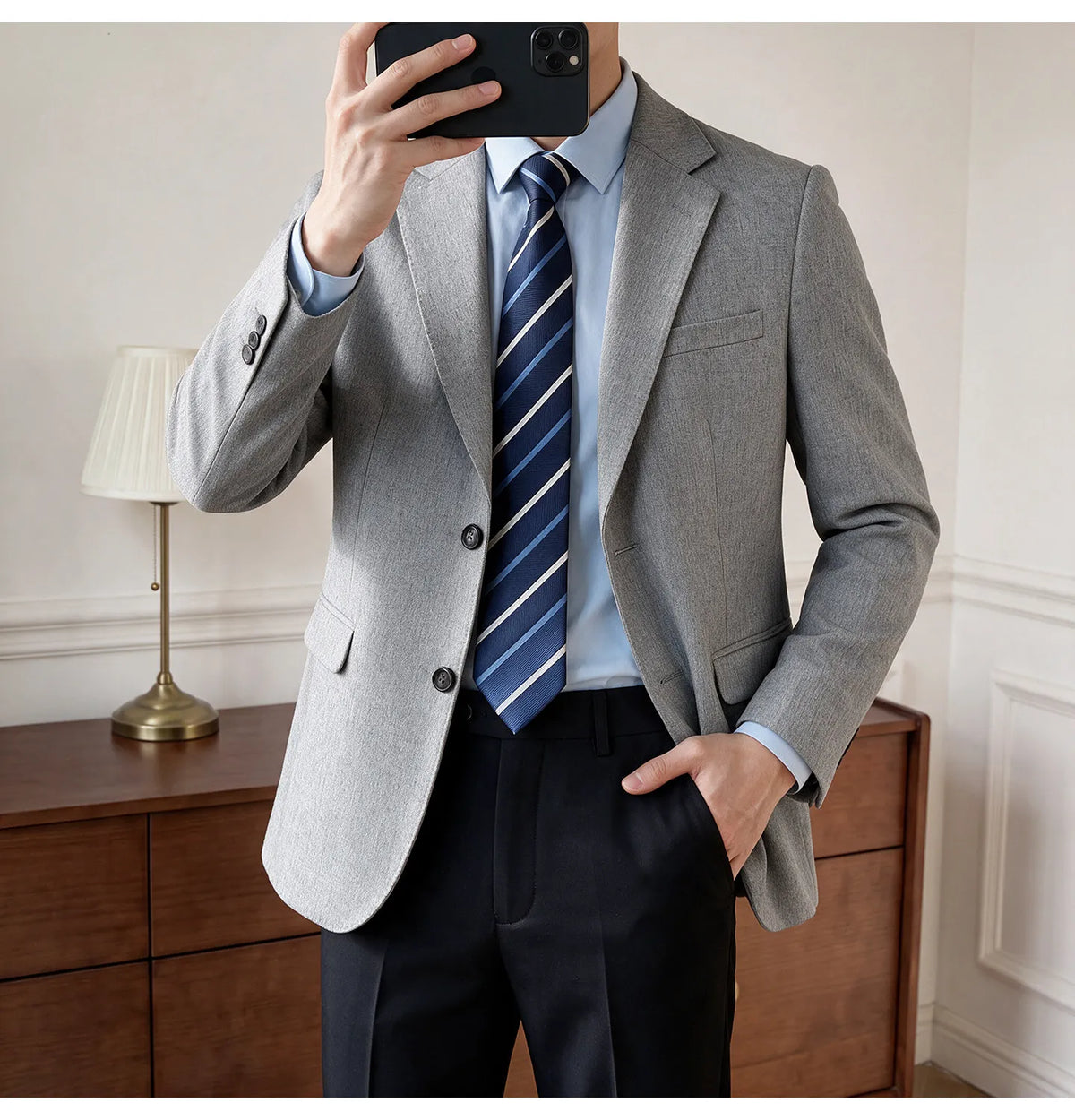 Men's Blazer Retro Texture Smart Casual Suit Lightweight Business Commuter Jacket